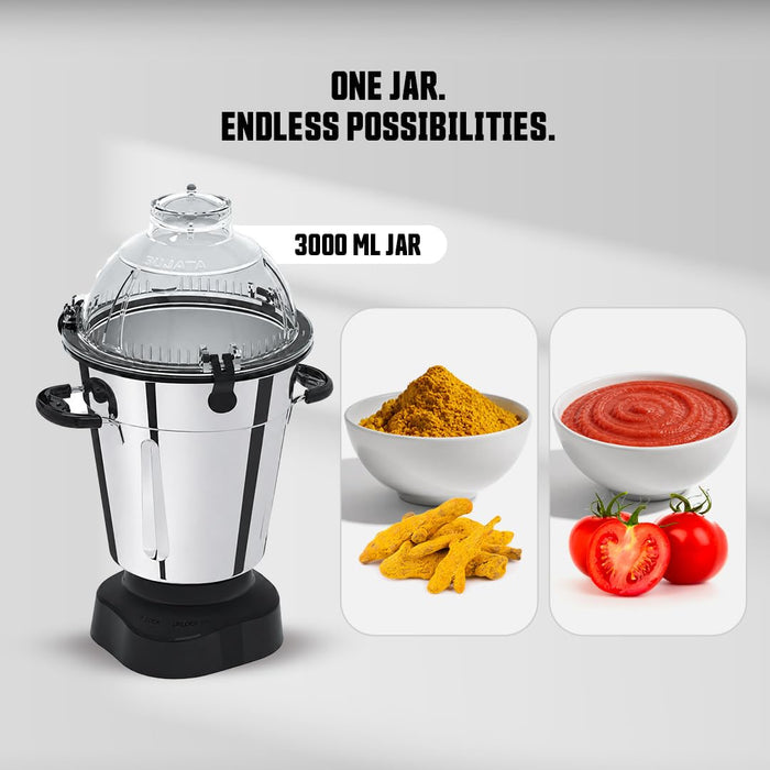 Sujata Magna Pro 3000 ml stainless steel jar for grinding turmeric powder and tomato puree