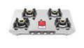 Sujata Majestic 4 burner gas stove with stainless steel body and brass burners