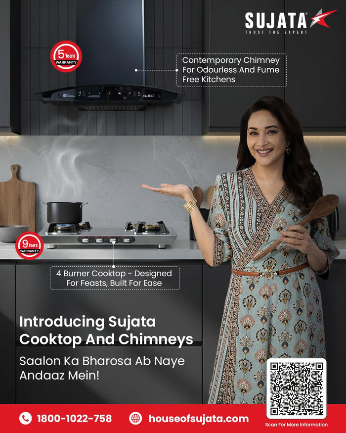 4 burner steel body gas stove Sujata Majestic with SABAF valve