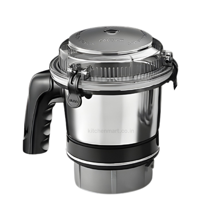 Sujata MG Series 500ml stainless steel chutney jar with lid and blade assembly for 1000W mixer grinders