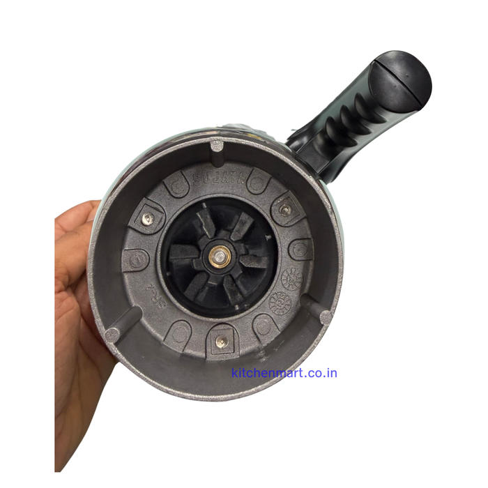 Bottom view of Sujata 1000ml flat jar showing Sujata branded coupling base