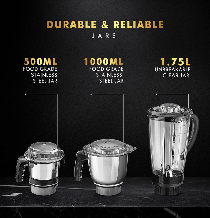 Sujata MG01 Mixer Grinder, 1000W, 3 Jars