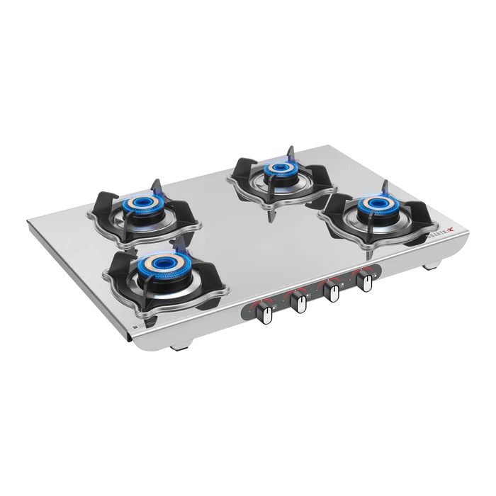 Sujata Sterno 4 Burner Stainless Steel Gas Stove — 2 mm SS Body, SABAF Valve, 9 Year Warranty