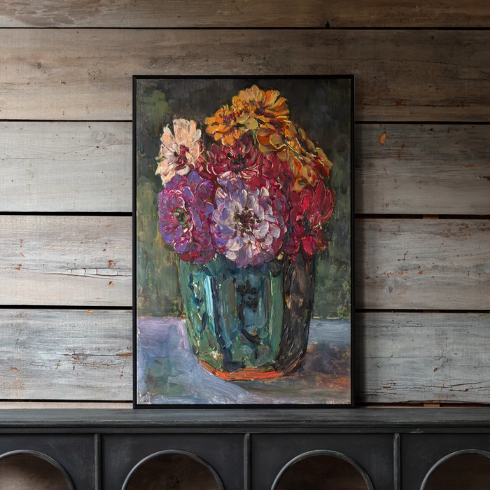 Summer Zinnias Remarque Framed Art