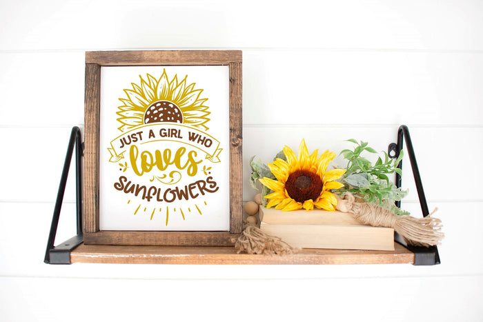 Just a Girl Who Loves Sunflowers 12" x 14" Framed