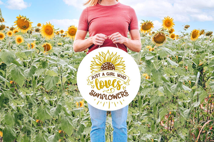 Just a Girl Who Loves Sunflowers 18" Round