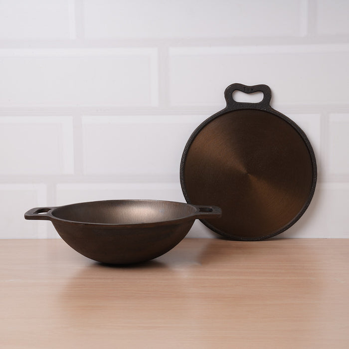 Super Smooth Cast Iron (25.4cm)Kadai+(28cm)Tawa+ Free 400 Tadka Pan, Kitchen set for Home, 100% Pure, Toxin-free, Naturally Nonstick
