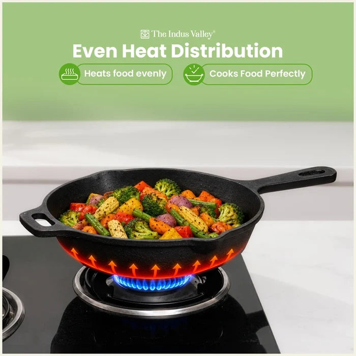 Super Smooth Cast Iron Cookware Set: (30cm)Tawa+ (26cm)Kadai+ (24.8cm)Fry Pan, Kitchen Set for Home, Pre-seasoned, 100% Pure, Toxin-free, Free ₹400 Tadka Pan
