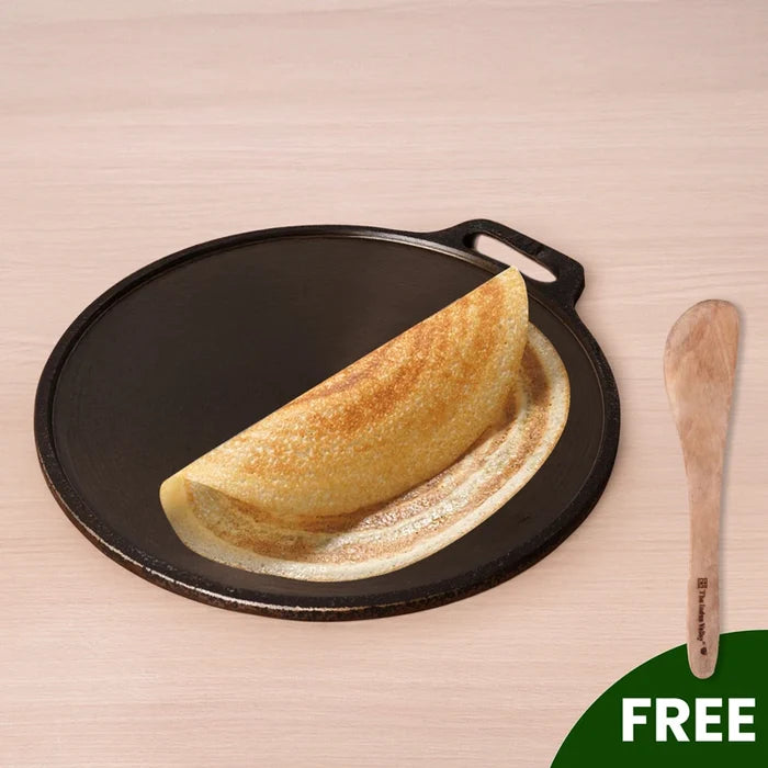 Super Smooth Cast Iron Tawa 26.7/30cm, Pre-seasoned, Naturally Nonstick, 100% Pure, Toxin-free, Gas & Induction, Free 110 Spatula
