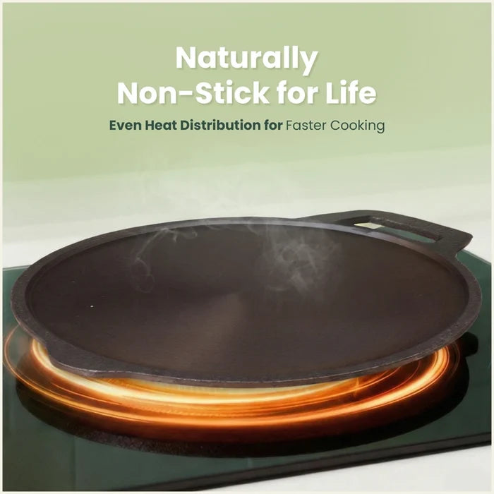 Super Smooth Cast Iron Tawa 28/30.2cm Pre-seasoned, Naturally Nonstick, 100% Pure, Toxin-free, Induction 2.3/2.4kg