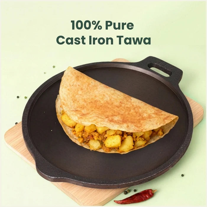 Super Smooth Cast Iron Tawa 28/30.2cm Pre-seasoned, Naturally Nonstick, 100% Pure, Toxin-free, Induction 2.3/2.4kg