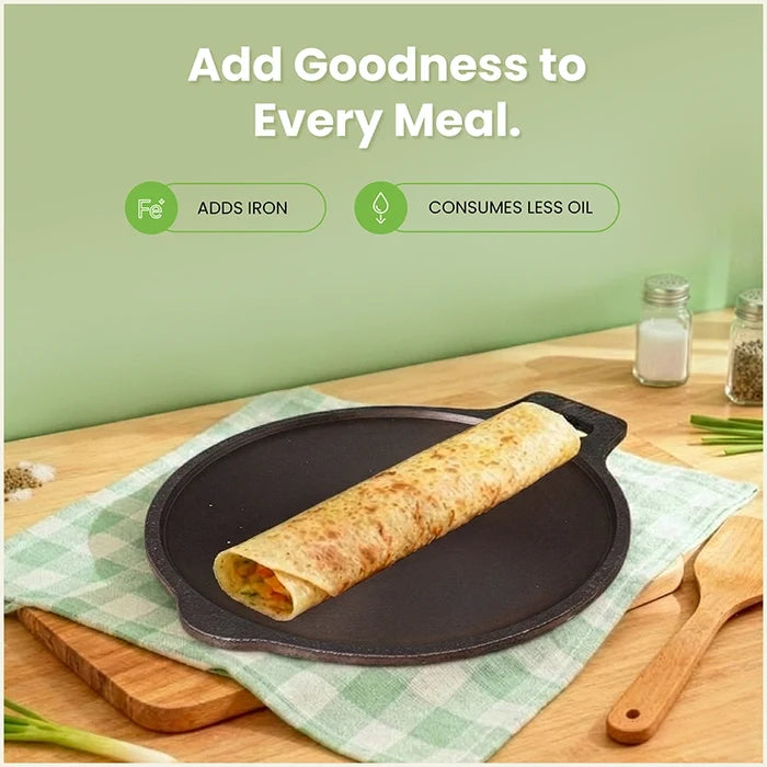 Super Smooth Cast Iron Tawa 28/30.2cm Pre-seasoned, Naturally Nonstick, 100% Pure, Toxin-free, Induction 2.3/2.4kg