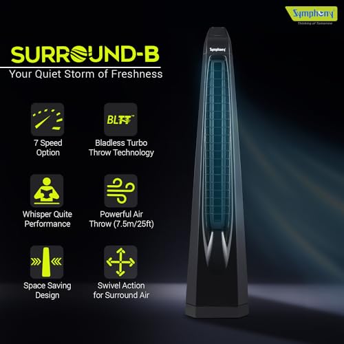 Symphony Surround B Tower Fan – Sleek Black Design