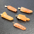 Tangerine Quartz Crystal Point Pendant (Silver Plated Bail) Gemstone Jewelry Necklace Supply