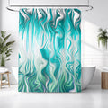 Teal Liquid Marble Flow Pattern Shower Curtain