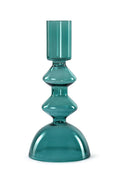Teal Retro Glass Candle Holder