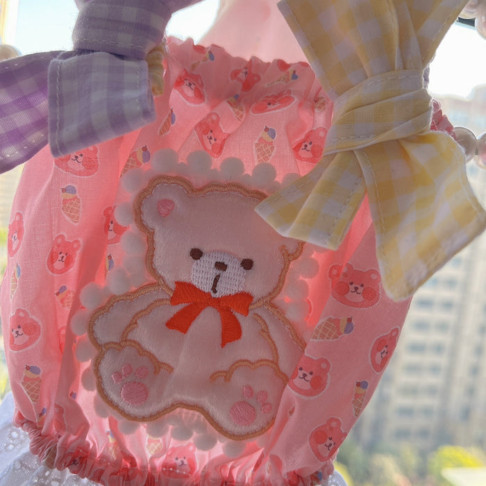 Teddy Bears in Gingham Doggie Dress