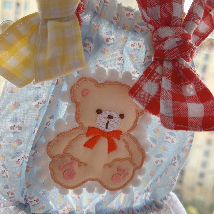 Teddy Bears in Gingham Doggie Dress