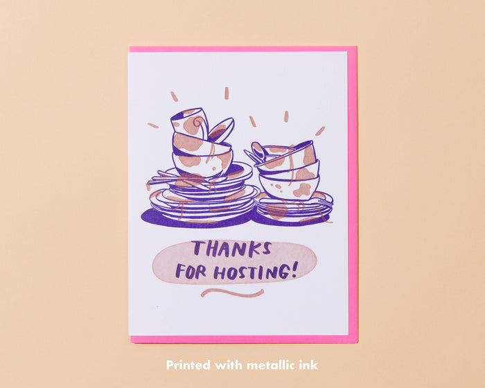 Thanks for Hosting Host Gift Holiday Letterpress Greeting Card