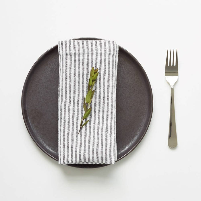 Thin Black Stripes Linen Napkins Set of 2