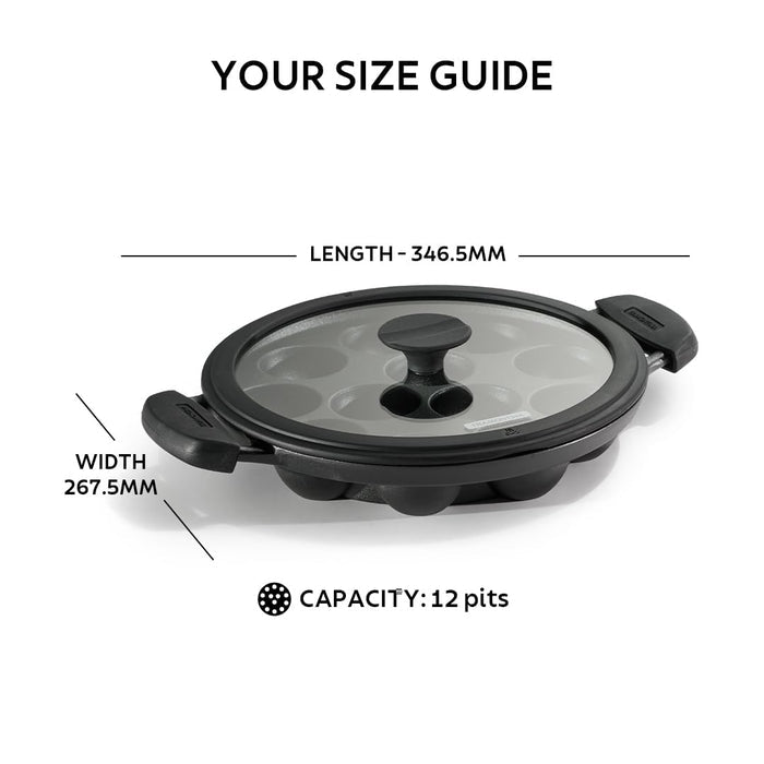 Tramontina 26cm paniyaram pan with snap-on cool touch handles