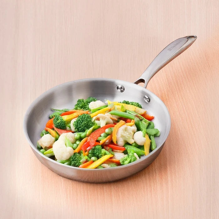 Tri-ply Stainless Steel Fry Pan, 3 Layer Thick Body, Premium Quality, 100% Toxin-free, Non-stick, Induction & Gas 20/22/24/26 cm