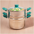 Tri-steel Multi Cooker Pot 21 cm Premium Stainless Steel Momo Maker/ Idiyappam/ Biryani/ Veg Steaming Set 3 Pots, Induction & Gas