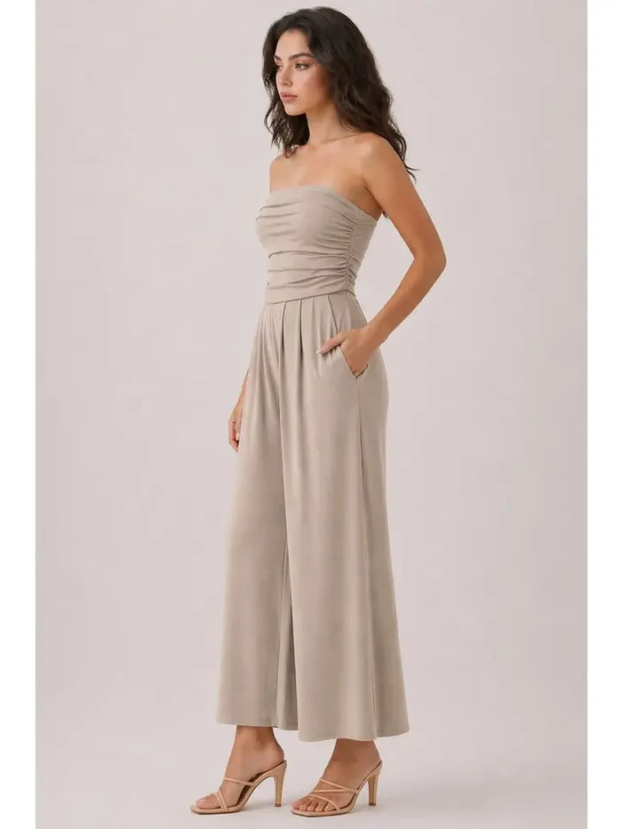 Tube Top W/Shirring Palazzo Romper