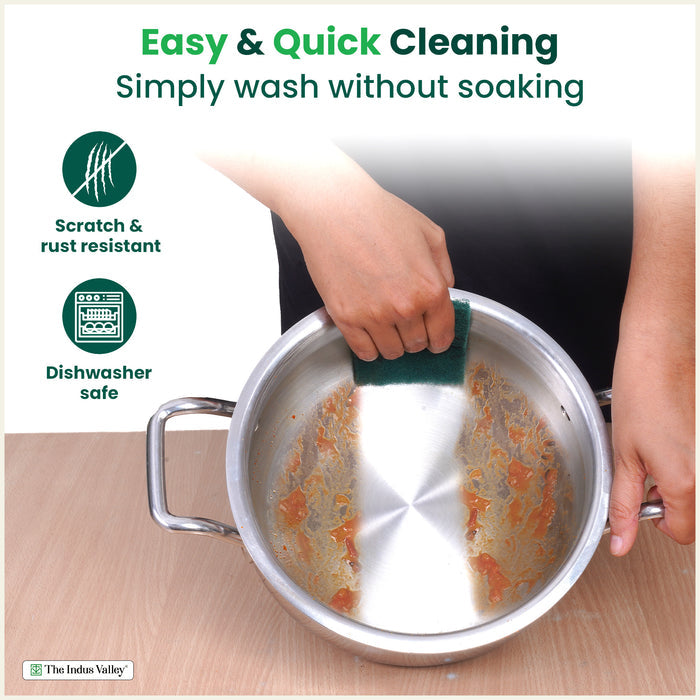 TurboCuk Tri-ply 2L Biryani Cooking Pot/Casserole+ Glass Lid, Wide Handi Shape, Premium Quality, 3 Layer Thick Body, 100% Toxin-free, Non-stick, Induction & Gas
