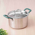 TurboCuk Tri-ply Stainless Steel Casserole/Biryani Cooking Pot 2.9L + Steel Lid, Premium 3 Layer Body, Cool Silicone Handles, Induction, Non-stick