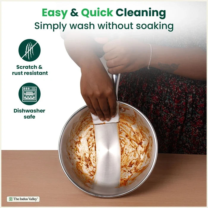 TurboCuk Tri-ply Stainless Steel Fry Pan 0.6/0.8/1.0/1.5/1.7/1.9 L, Premium 3 Layer Thick Body, Induction, Non-stick