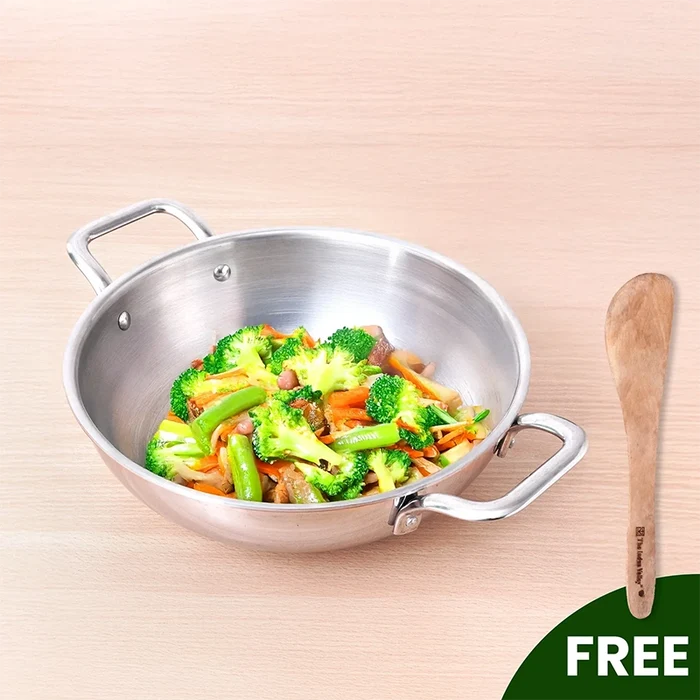 TurboCuk Tri-ply Stainless Steel Kadai 1.7/2.7/3.5L, Premium Quality, 3 Layer Thick Body, 100% Toxin-free, Non-stick, Induction & Gas, Free ₹ 110 Spatula