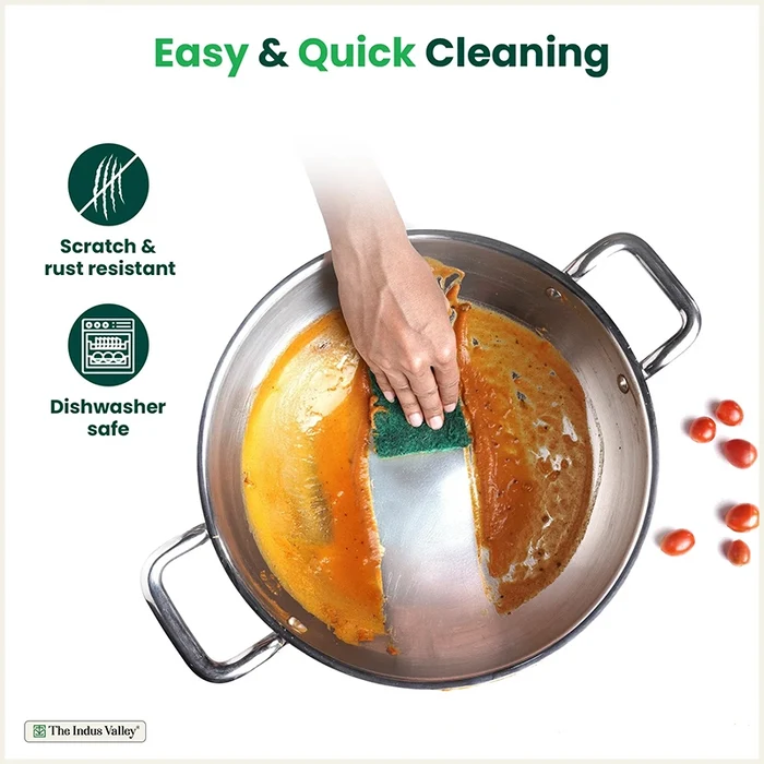 TurboCuk Tri-ply Stainless Steel Kadai 1.7/2.7/3.5L, Premium Quality, 3 Layer Thick Body, 100% Toxin-free, Non-stick, Induction & Gas, Free ₹ 110 Spatula