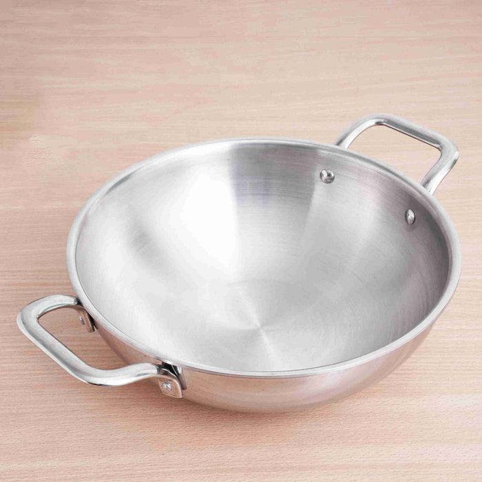 TurboCuk Tri-ply Stainless Steel Kadai 1.7/2.7/4L, Premium 3 Layer Body, Induction, Non-stick