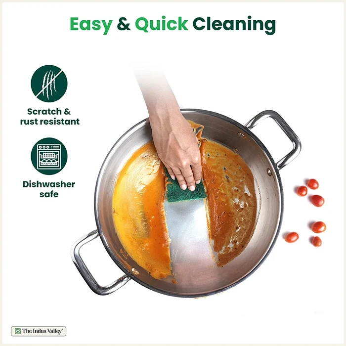 TurboCuk Tri-ply Stainless Steel Kadai+ Glass Lid 1.7/2.7/3.5L, Premium Quality, 3 Layer Thick Body, 100% Toxin-free, Non-stick, Induction & Gas