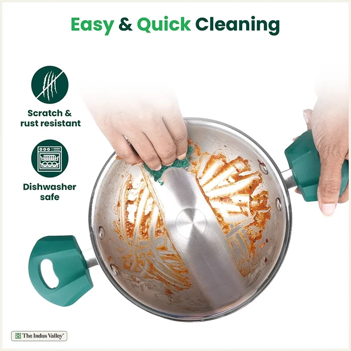 TurboCuk Tri-ply Stainless Steel Kadai/Kadhai 3/3.5/3.9 L | Premium 3 Layer Body | Cool-touch Handles | Induction friendly Cookware | Non-stick For Kitchen Uses