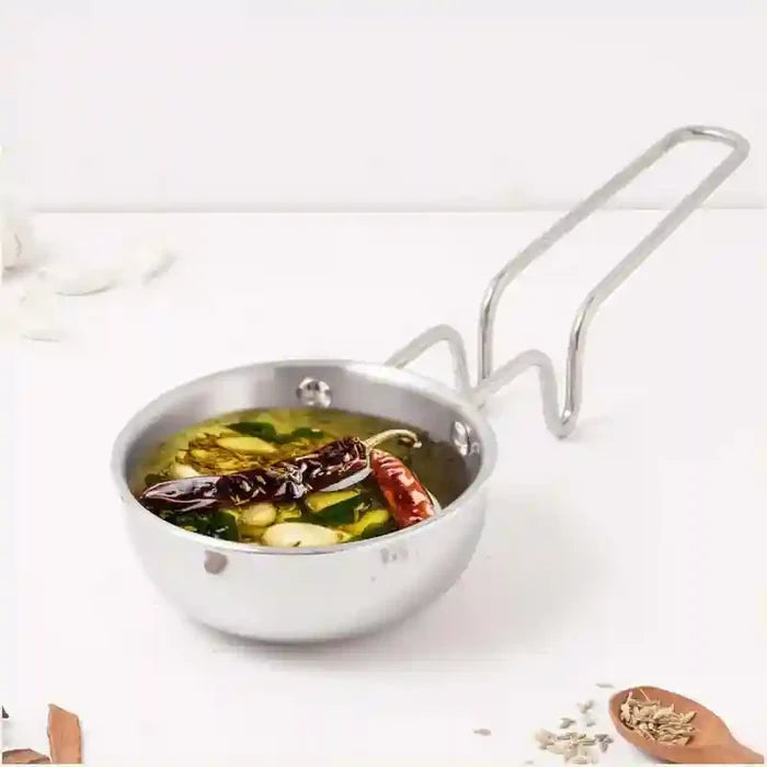 TurboCuk Triply Stainless Steel Tadka Pan 300ml for Spice Seasoning/Heating, Premium Quality, 3 Layer Thick Body, 100% Toxin-free, Non-stick, Induction & Gas