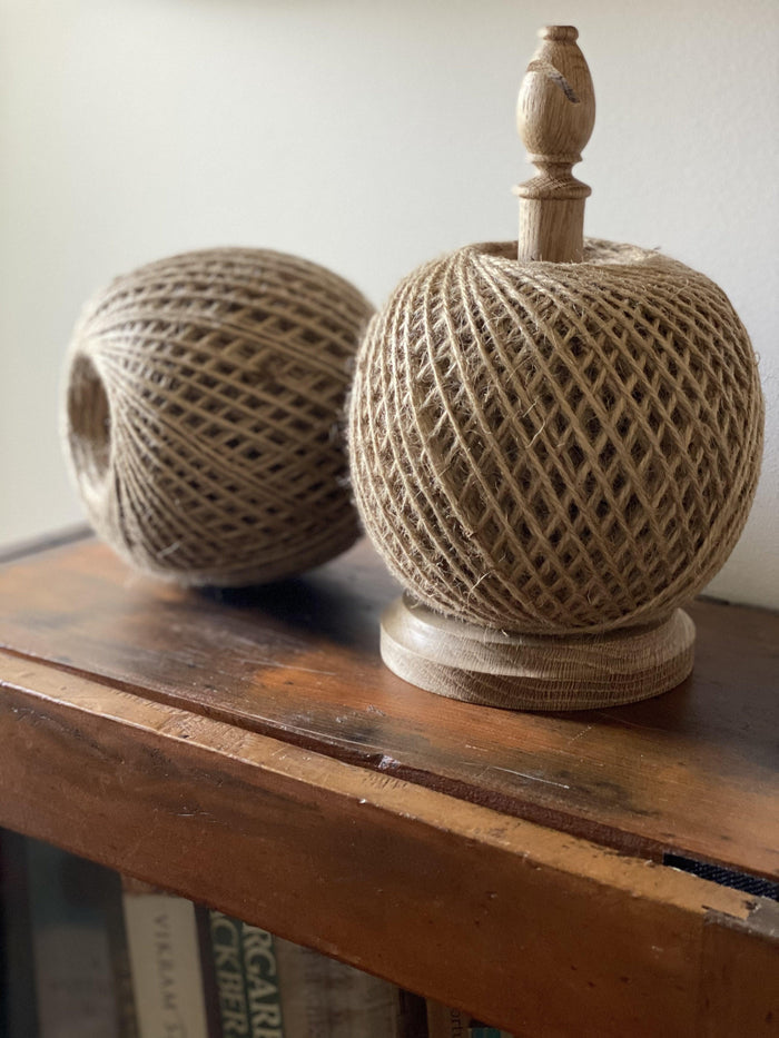 Twine Stand with cutter & Jute Twine, Oak