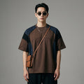 T-shirt oversize bicolore coton noir et marron - Koreanxwear - Taille M