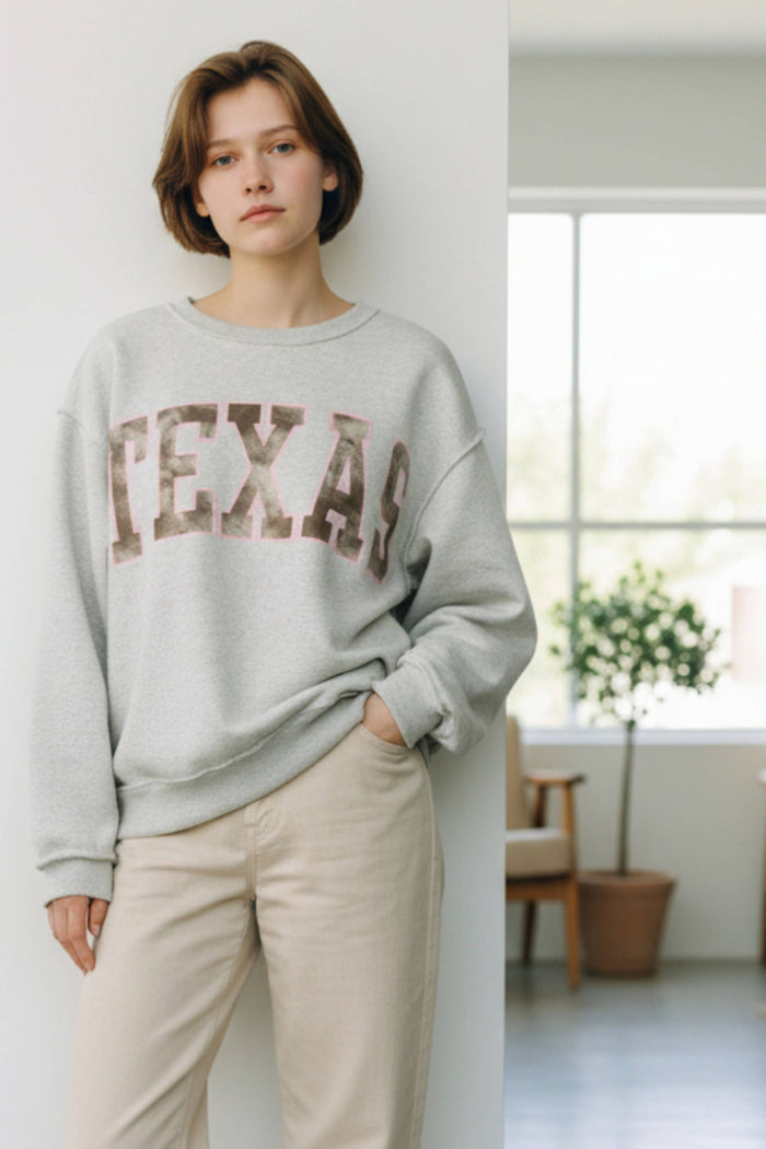 TX/TEXAS  Reversible Varsity Fleece Sweatshirt