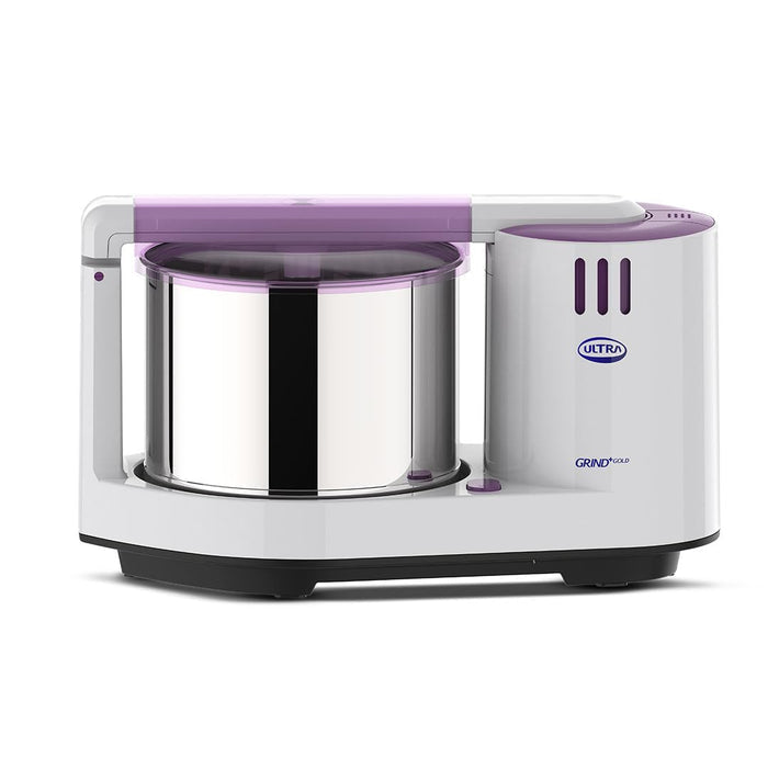 Ultra Grind Plus Gold 2L table top wet grinder in white with purple accents