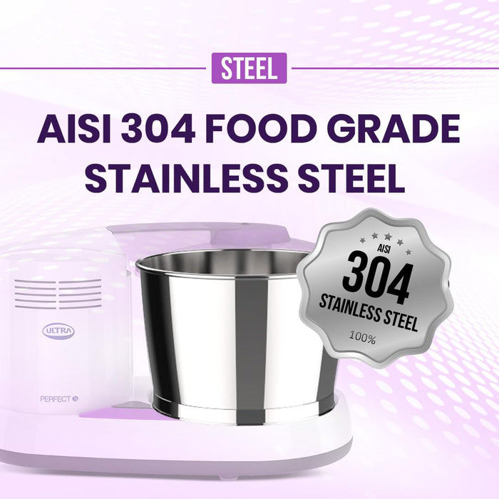 Ultra Perfect S wet grinder ABS body measuring 460 x 272 x 288 mm on kitchen counter