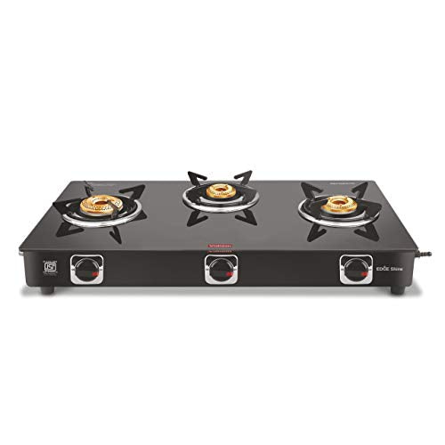 Vidiem Edge Shine 3 burner stove close up of engineering plastic knobs