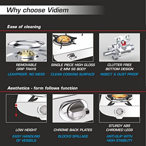 Vidiem GS S3 225 A Tusker 3 Burner SS Gas Stove FG-GS0231-AA (Rear Gas Connection)