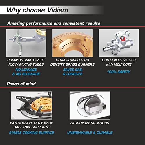 Vidiem GS S3 225 A Tusker 3 Burner SS Gas Stove FG-GS0231-AA (Rear Gas Connection)