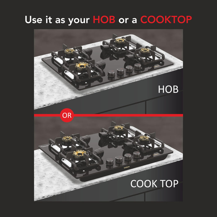 Toughened Glass Surface of Vidiem Vogue V1 Gas Cooktop