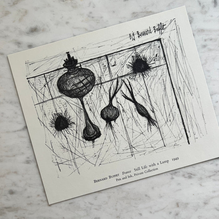 Vintage 1962 Bernard Buffet "Still Life with a Lamp" Art Print
