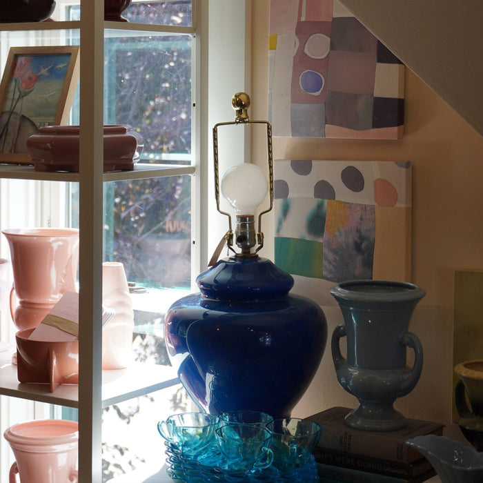 Vintage Cerulean Blue Lamp
