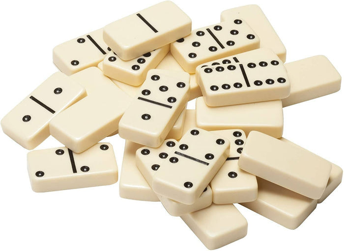 WE Games Double 6 Dominoes - Ivory Tiles with Bag