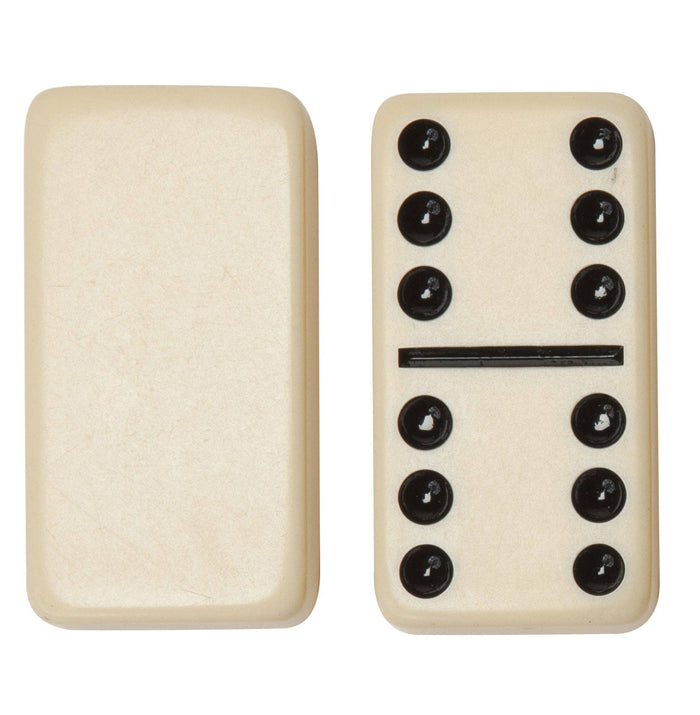 WE Games Double 6 Dominoes - Ivory Tiles with Bag